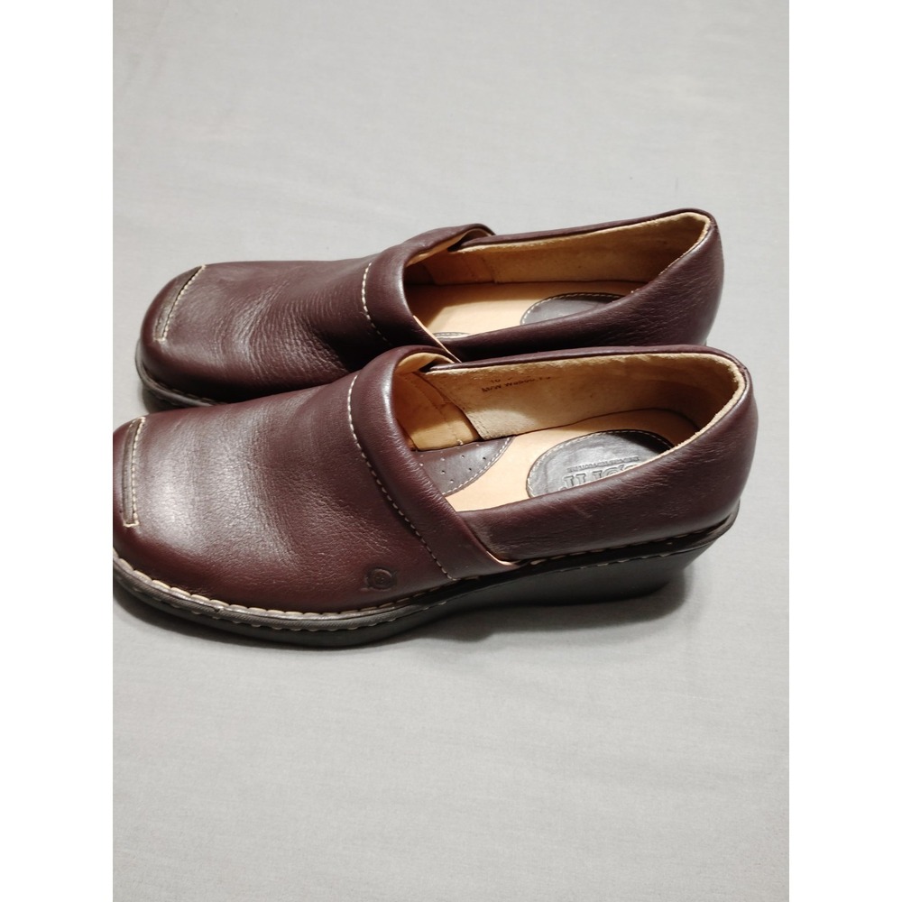 NWOT BORN W9550 P5 Women 10/42 Brown Leather Slip-on Wedge Preppy Academia Shoe‎ - Picture 8 of 12